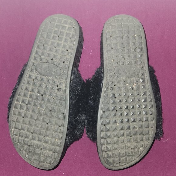 Dirty Laundry Black Fuzzy Slides With Platform Heels Size 7.5 - Picture 6 of 6